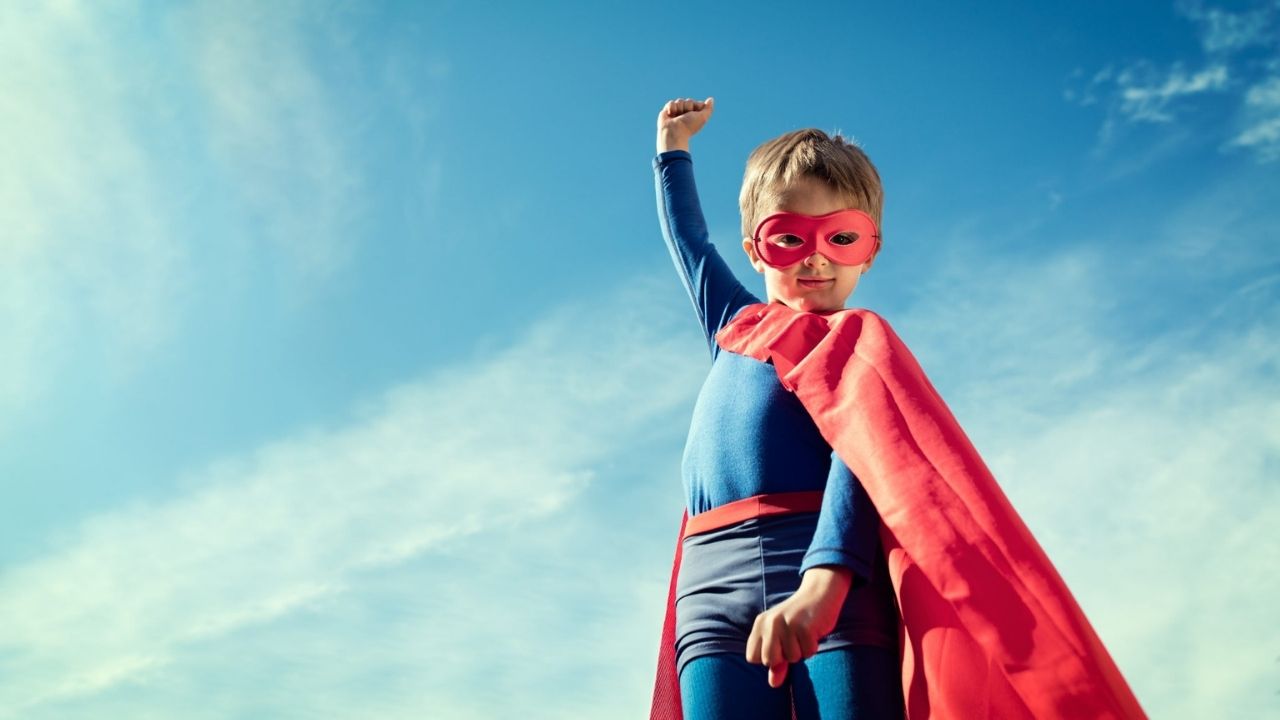 Take Inspired Action like this little superhero